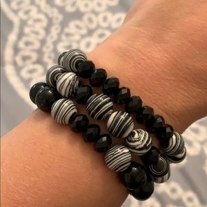 Set of three handmade stretchy beaded bracelets